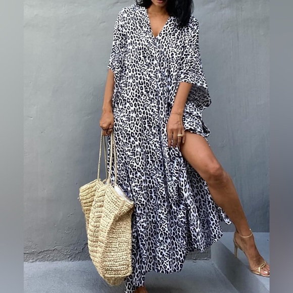 Woman’s LEOPARD PRINTKaftan Dress For Women Swimsuit Coverup *NEW*